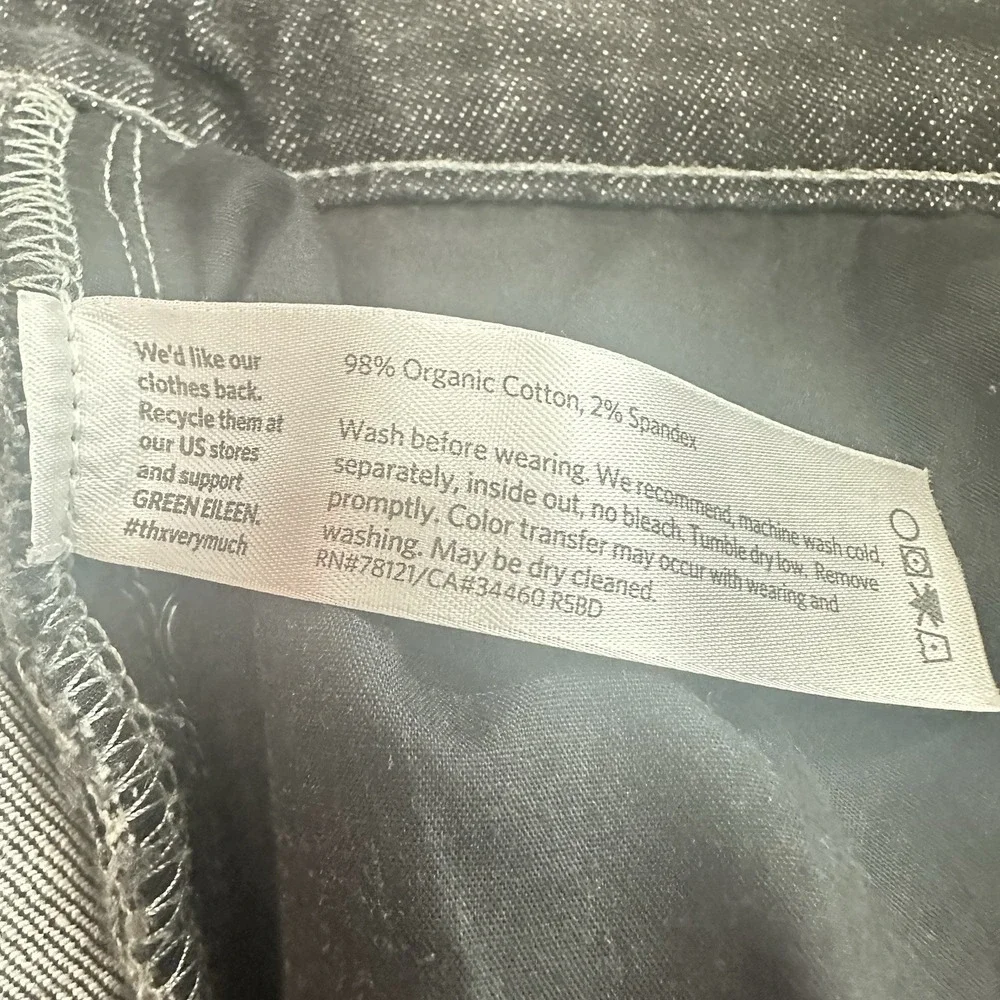 Eileen Fisher Woman Organic Cotton Stretch Denim Pants Jeans Black Women's 18W